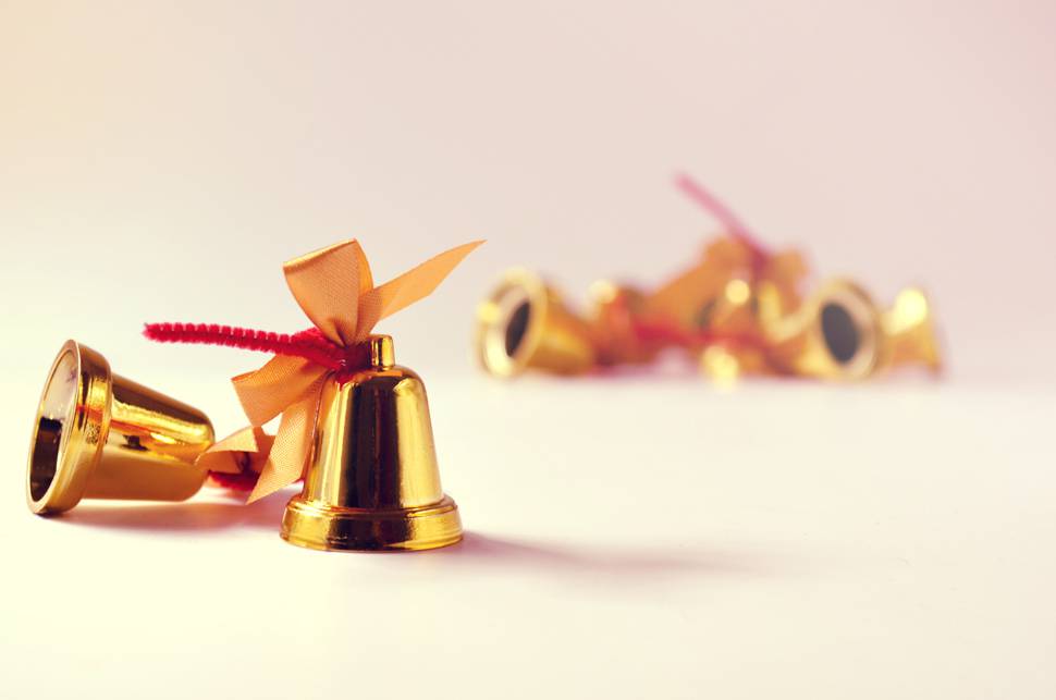 ゴールドのクリスマスベルの可愛い写真