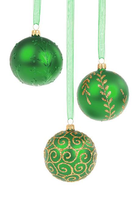 グリーンの綺麗なクリスマスボールの写真